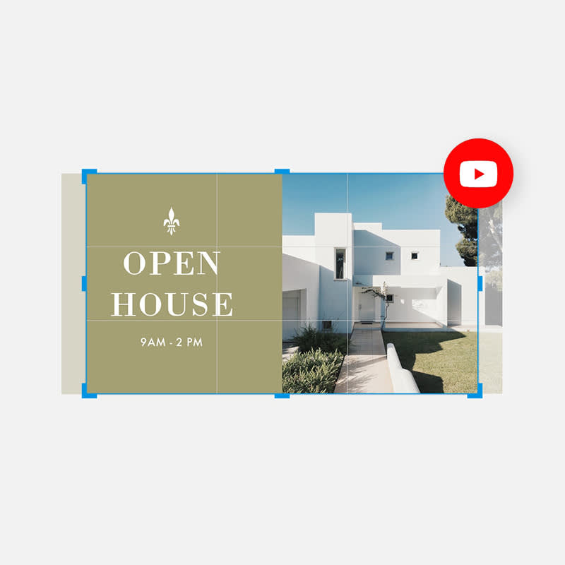 YouTube thumbnail design for "Open House" video, sized perfectly at 1280 x 720 pixels.