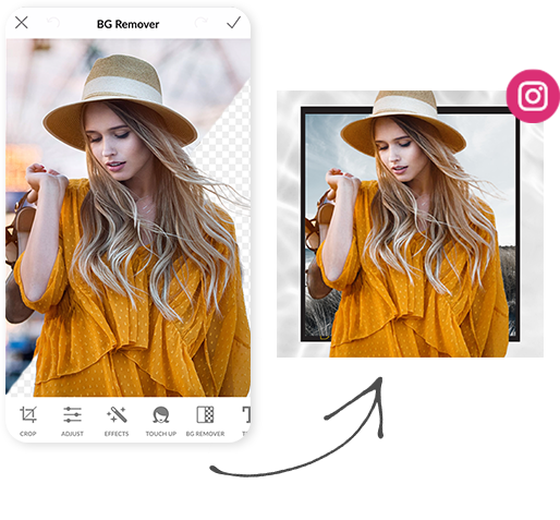 Screenshot of PicMonkey's mobile app Background Remover tool