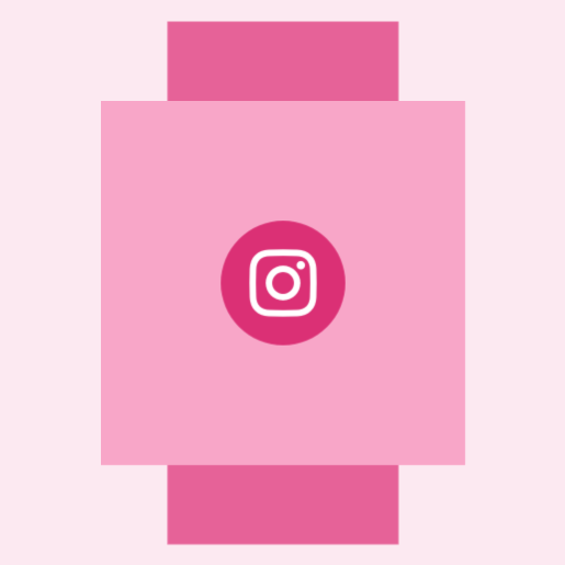 Light and dark pink square graphics with centralized Instagram logo in a white outlined circle. 